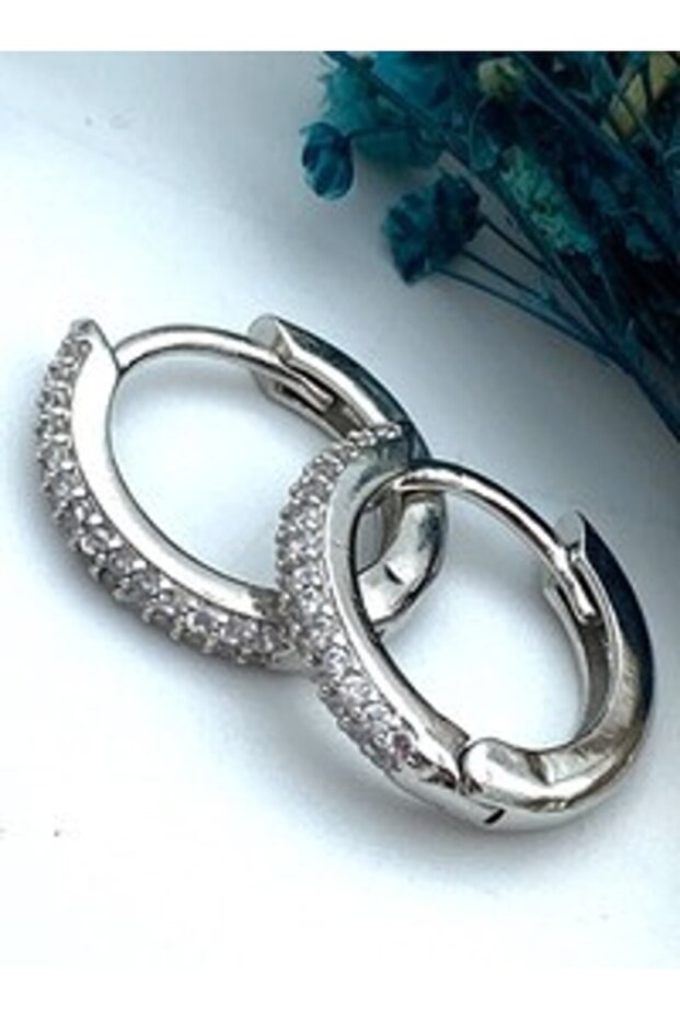 Zircon Stone Jewelry Earrings - Silver Color -