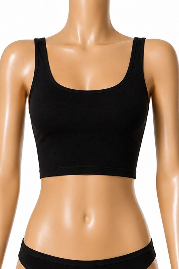 Modal Strap Women's Half Tank Top Black 3-Pack