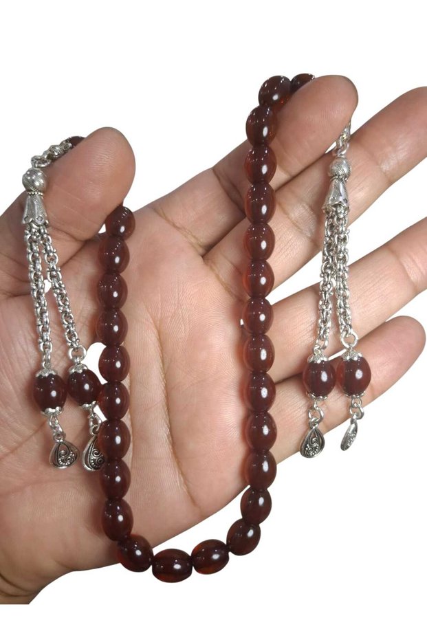 Original Crimped Amber 9*10 mm Burnt Tumbled Beads Suitable for Daily Use Prayer Beads
