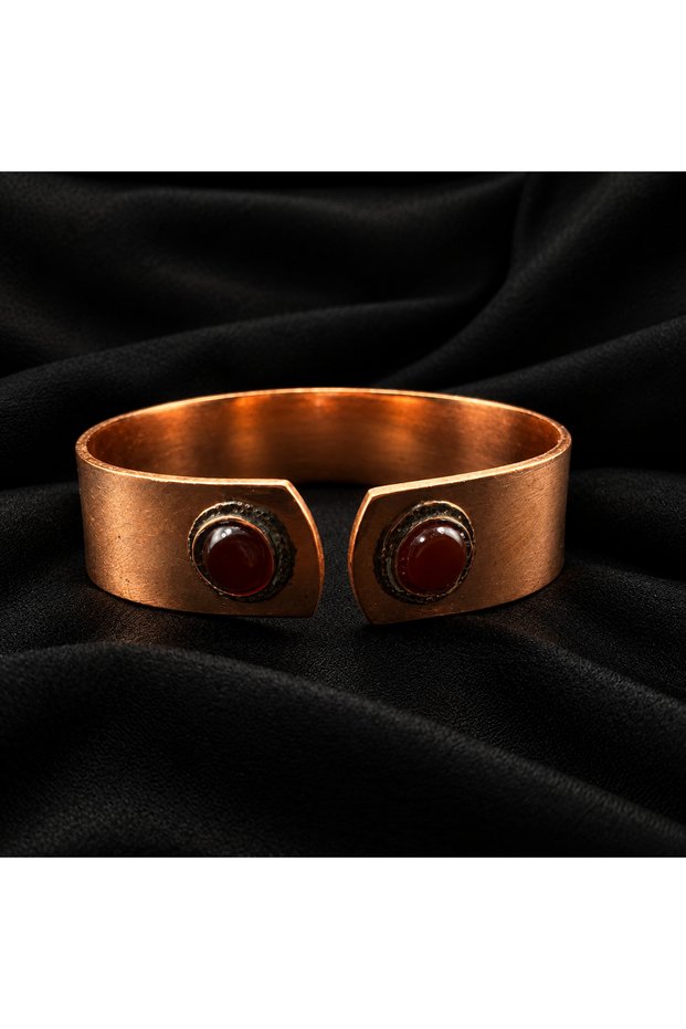 Agate Stone Combination Pure Copper Bracelet, Adjustable