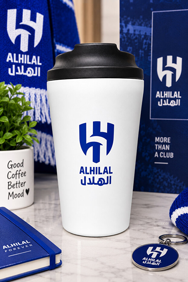 كوب حراري الهلال السعودي – أبيض بغطاء أسود