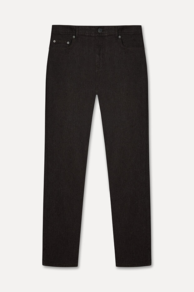 Men's Brown Slim Straight Fit Trousers