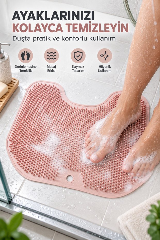 Silicone Foot Washing and Back Cleaning Mat with Suction Cups Double-Sided Shower Bath Massage Pad