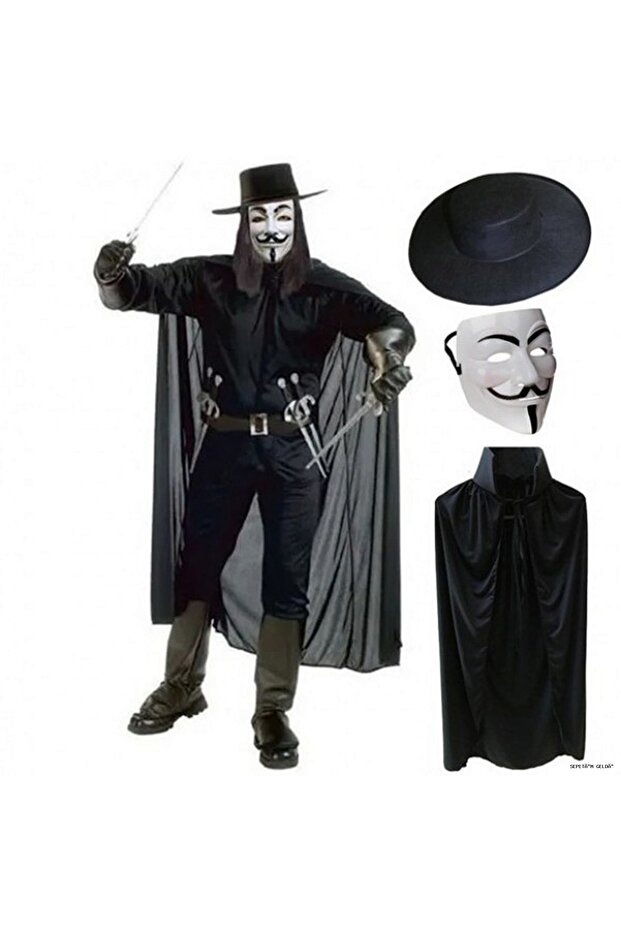 Spt-Gld V for Vetta Mask Hat and Cloak Costume Set (10434) Adult Size