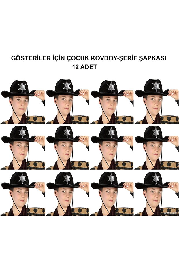 Spt-Gld Cowboy Sheriff Hat Black 12 Pieces - Costume, Party, and (10741) Show Hat
