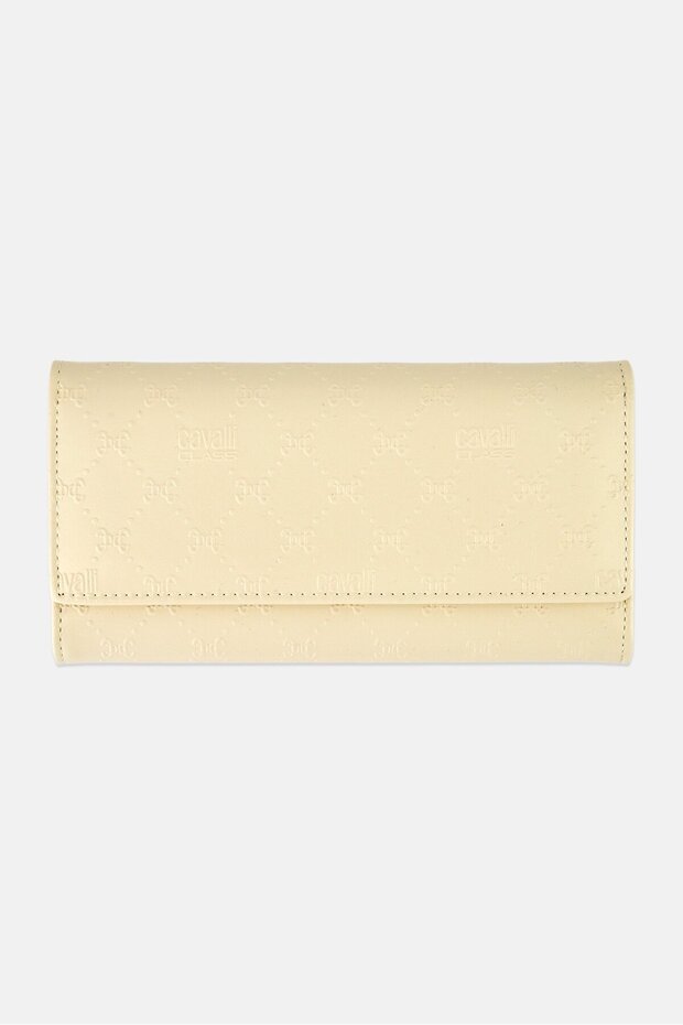 Women Monogram Pattern Wallet, Cream