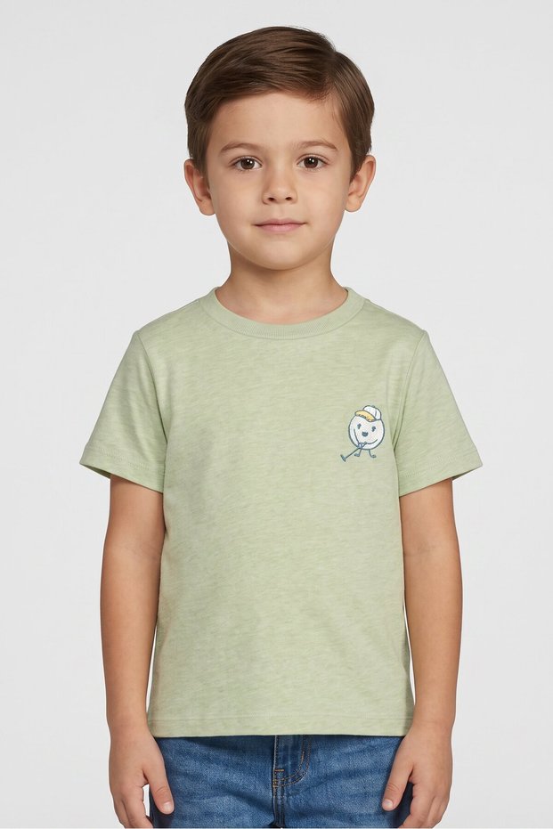 Kids Boy Graphic Print Short Sleeve T-Shirt, Sage Green