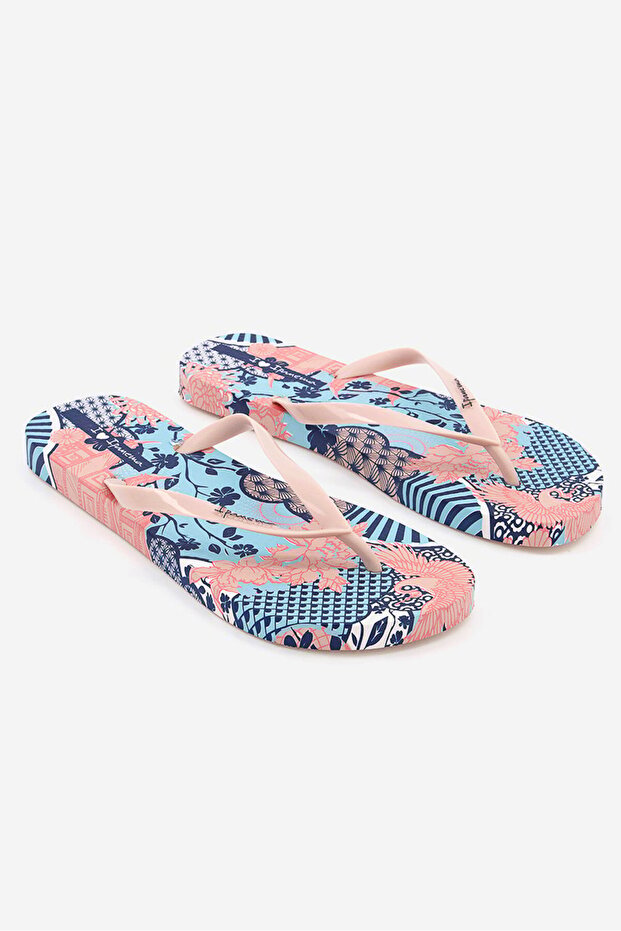 Women Allover Print Brand Name Flip,Flop, Pink Combo