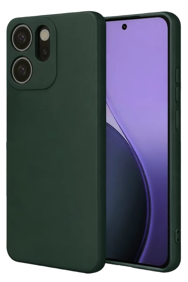 Oppo Reno 14F Compatible First Silicone Case - Dark Green