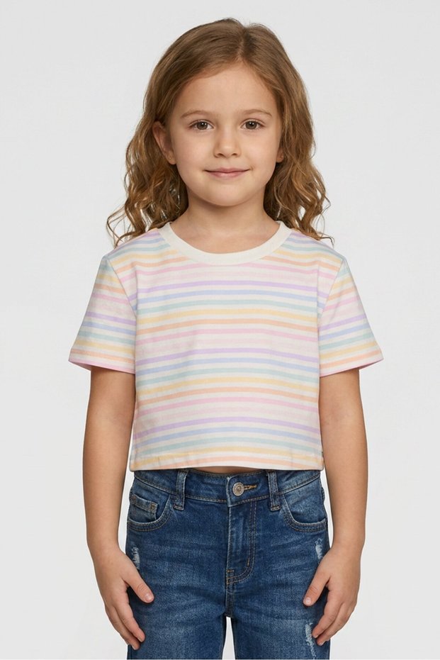 Kids Girl Graphic Print Short Sleeve Top, Multicolor
