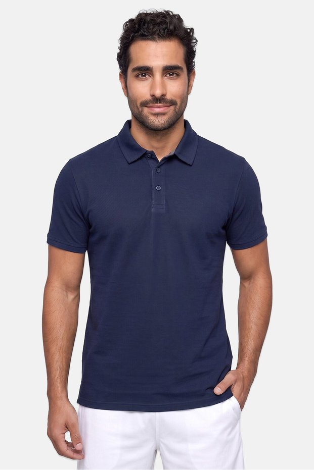 Men Sportswear Fit Short Sleeve Outdoor Polo Shirt, Navy