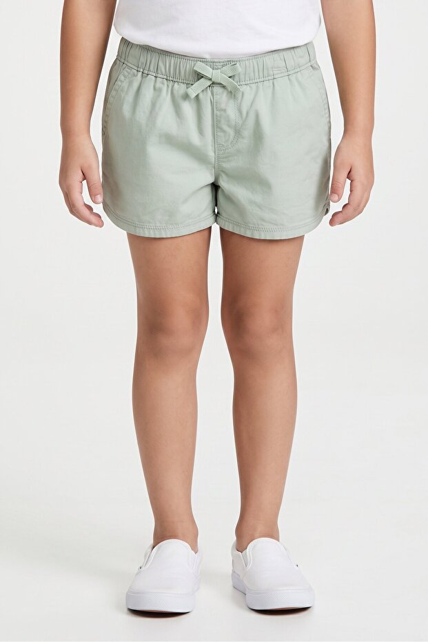 Kids Girl Solid Basic Shorts, Sage Green