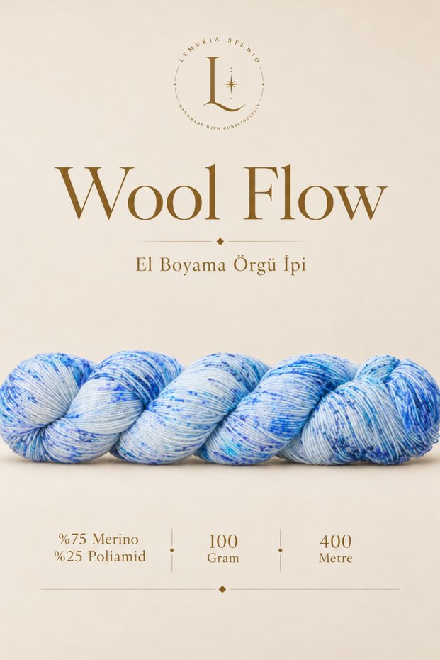 Wool Flow Premium Hand Dyeing 75% Merino 25% Polyamide Knitting Yarn 100 Gr 400 m