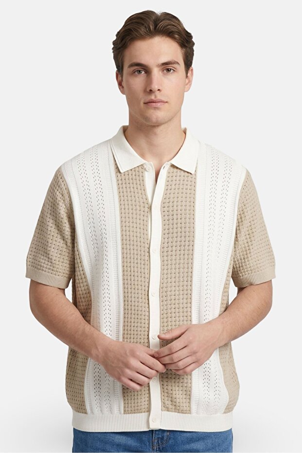 Men Relaxed Fit Textured Short Sleeve Shirt, Multicolor