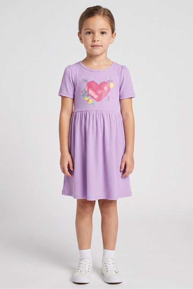Kids Girl 3 Pieces Graphic Print Dress, Multicolor