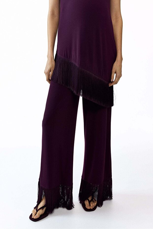 MAMA Fringe-trimmed jersey trousers