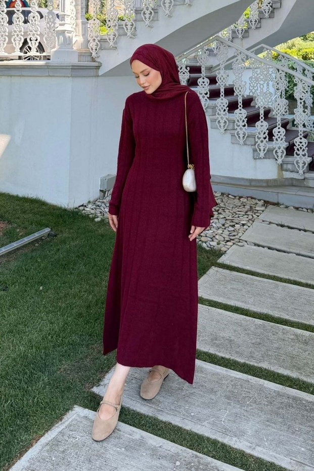Panter Fitili Dress Burgundy