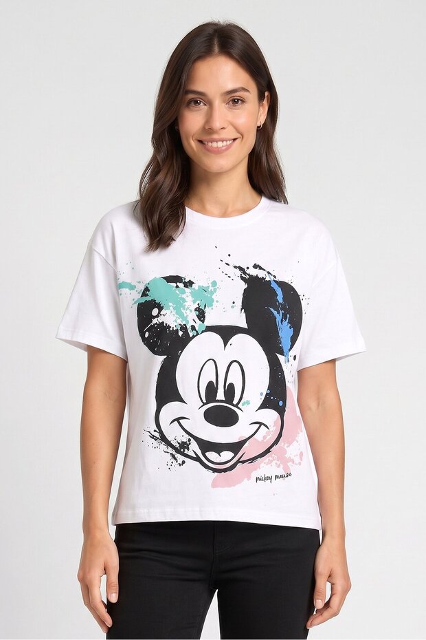 Women Crew Neck Short Sleeve Graphic Print T-Shirt, White