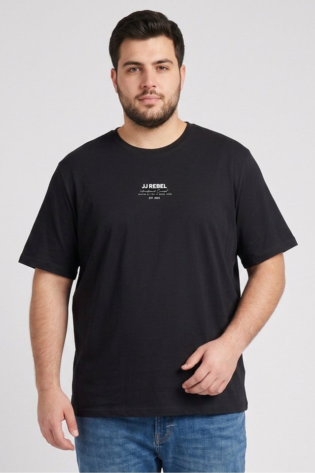 Men Crew Neck Short Sleeve Graphic Print T-Shirt, Black