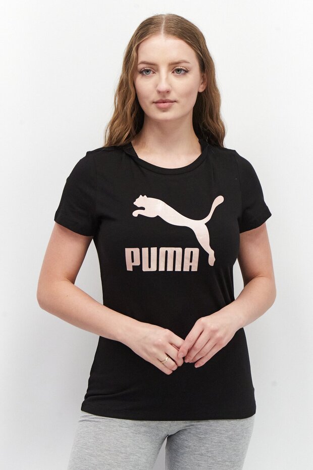 Women Sportswear Fit Short Sleeve Brand Logo Training T-Shirt, Black