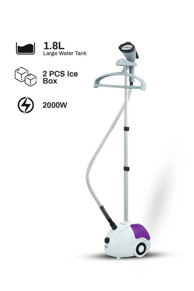 GEEPAS Garment Steamer, 2000W Vertical Steamer, GGS25022N | Portable, Fast Heat Clothes Steamer | Dual Steam Levels | Large Water Tank | Perfect For All Types Of Clothes 1.8 L 2000 W GGS25022N White,V