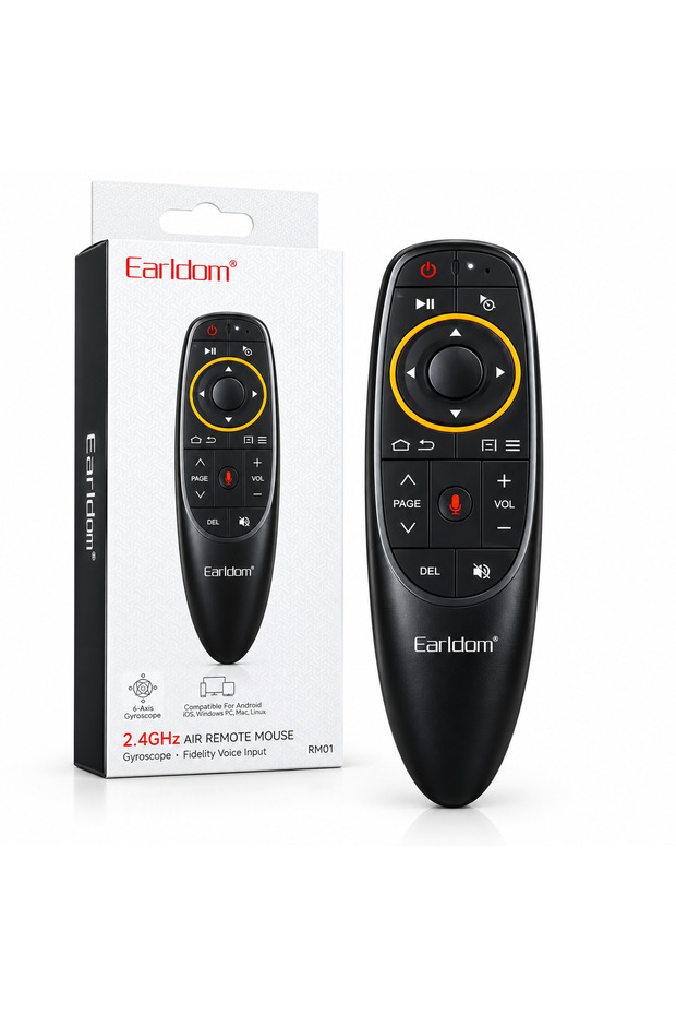 Air Mouse Remote Control - 2.4GHz Wireless Voice Remote with 6-Axis Gyroscope, Google Voice Assistant & USB Receiver for Android TV Box, Smart TV, PC & Projector