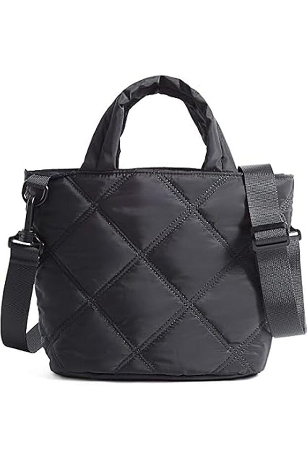 Puffy Tote Bag for Women, Lightweight Quilted Shoulder Handbag with Adjustable Shoulder Strap, Multi