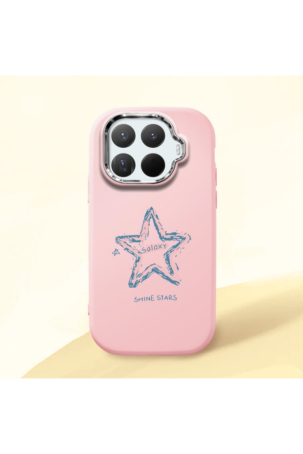 Mi 15t Pro Compatible Shock-Absorbing Camera Protected Pink Silicone Case Star Pattern