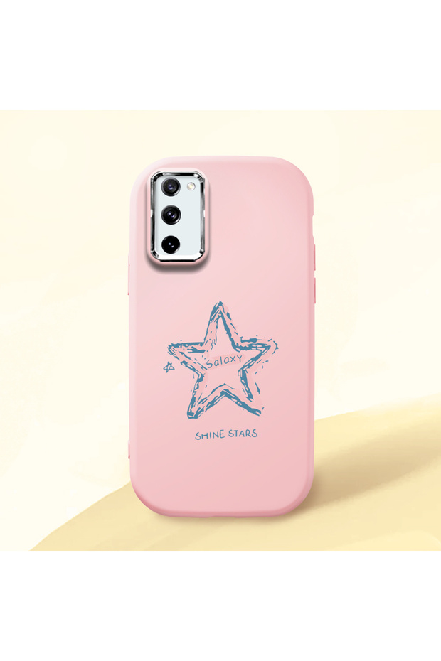 Pink Silicone Case Compatible with Samsung Galaxy S20 Fe 4G/5G Shock Absorbing Camera Protection Star Pattern