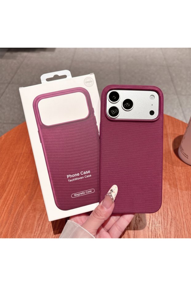 iPhone 18 Pro Cherry Red With Box Original TechWoven Fabric For MagSafe Magnetic Phone Case For iPho