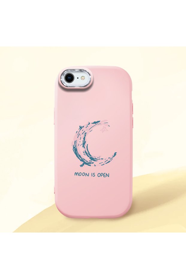 Pink Silicone Case with Shock Absorbing Camera Protection for iPhone 7/8/Se 2020 2022 Moon and Star Pattern