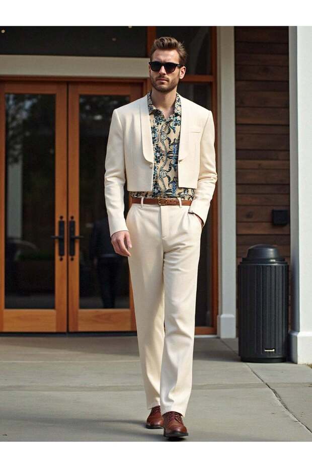 Suit, cream - M