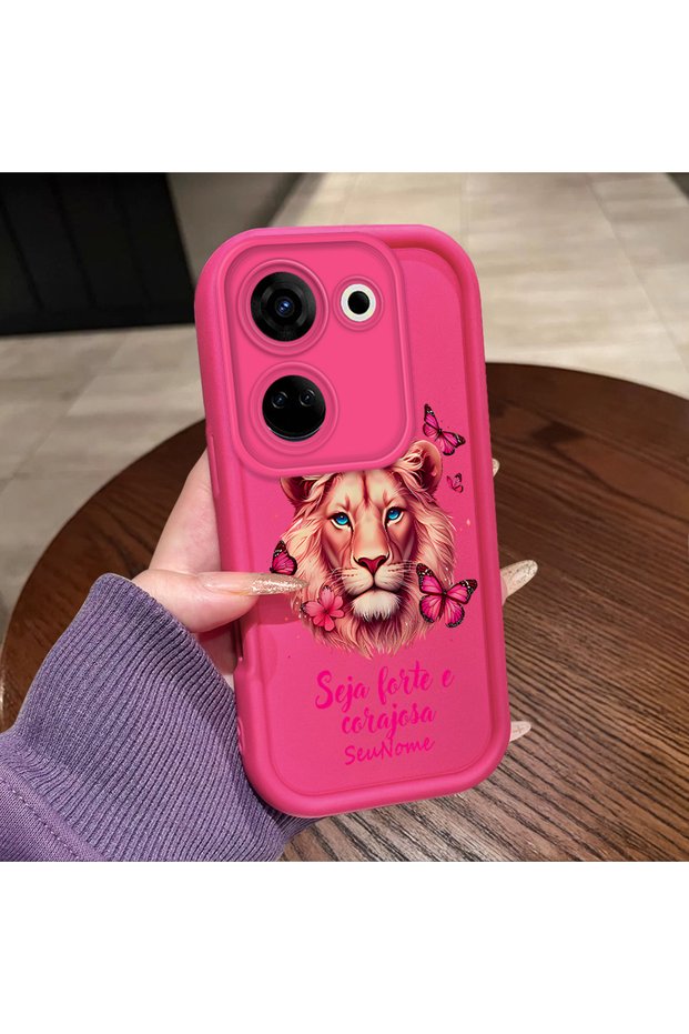 For Tecno Camon 20 Pro 4g Compatible Pink Red Silicone Lion King and Butterfly Pattern Case Shockproof Camera Protection