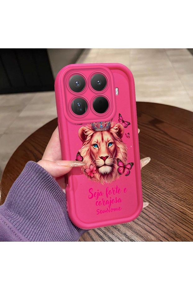 Mi 15t Pro Compatible Pink Red Silicone Lion King and Butterfly Pattern Case Shockproof Camera Protection