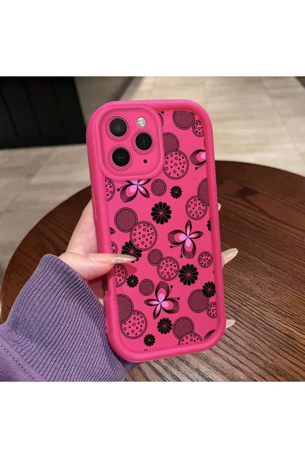 حافظة متوافقة مع هاتف iPhone 11 Pro Max مصنوعة من السيليكون باللون الوردي والأحمر ونمط الفراشة وحماية للكاميرا مقاومة للصدمات