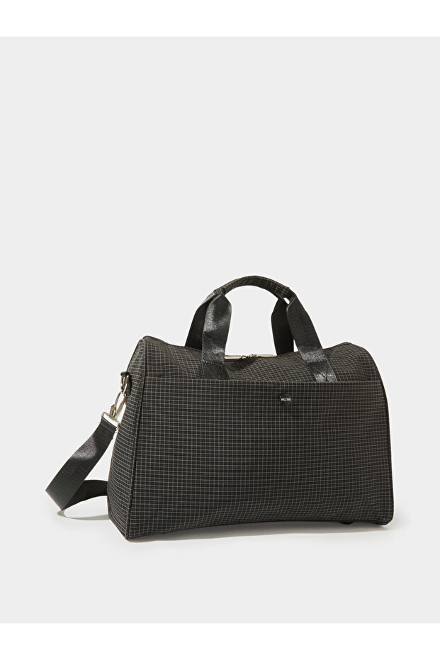 Black Grid Pattern Gym Bag