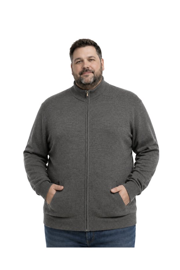 Men's Plus Size Dark Mink Basic Pocket Knitwear Cardigan 3Xl-4Xl-5Xl-6Xl