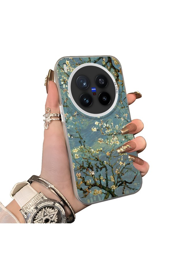Vivo X300 Pro Compatible Retro Oil Painting Apricot Blossom Pattern Case, Full Lens Protection