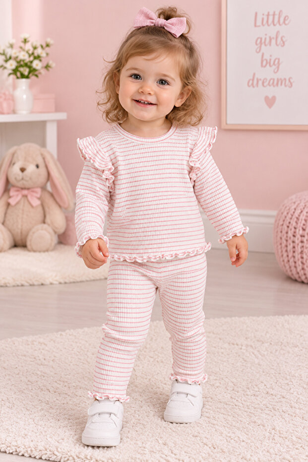 Pink Striped Baby Set