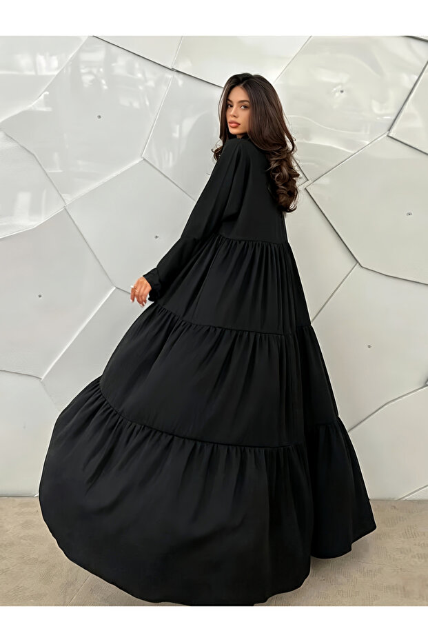 Black Tiered Abaya