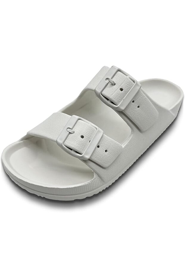 Men's Double-Buckle EVA Slides, Adjustable Raised-Sole Sandals, EU 41–46