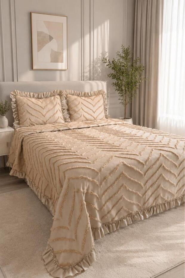 Ruffle Sementina 3 Piece Double Pique Set Beige