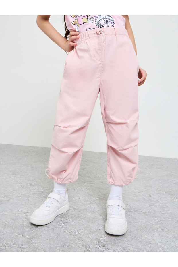 Girls Light Pink Relaxed Fit Woven Pants