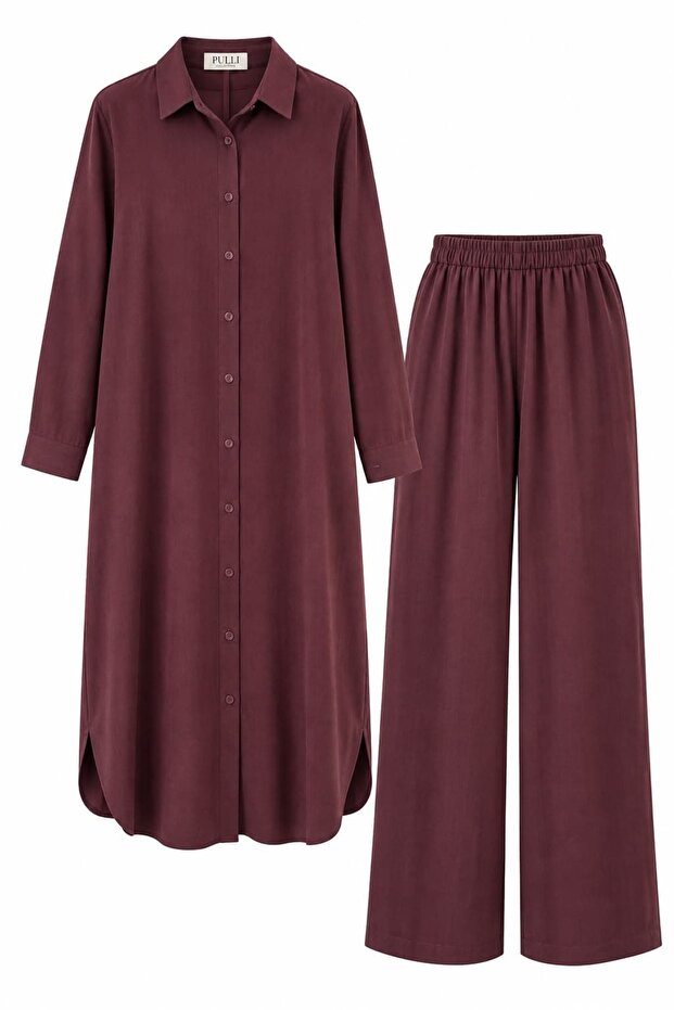 Long Shirt |   Wide Leg Pants Set