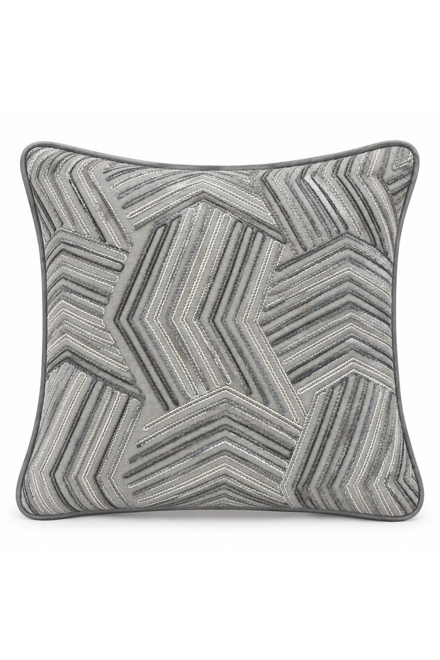 Textured Gray Embroidered Cushion Cover 43X43Cm