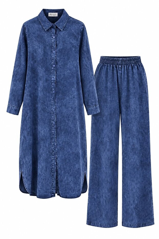 Washable Shirt & Wide-Legged Pants Set