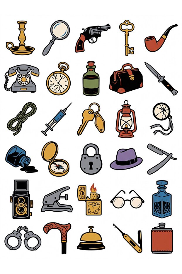 30 Pieces Retro Police Mystery Sticker Set - for Laptop, Notebook, Agenda