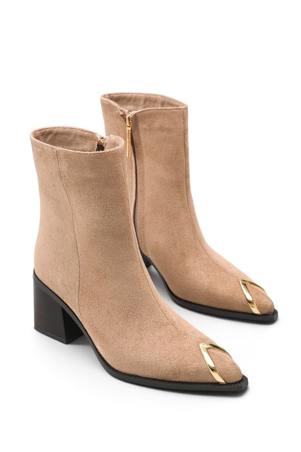 Carina Alba Women's Pointed Toe Heeled Boots 00124000 Mink Suede