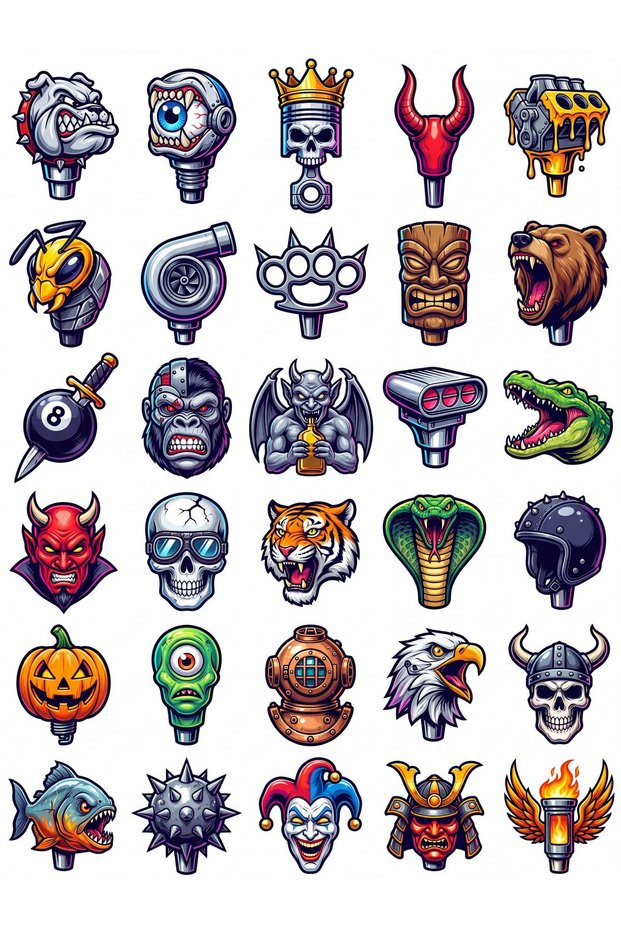 30 Pieces Modified Gear Head Sticker Set - Laptop, Skateboard, Helmet