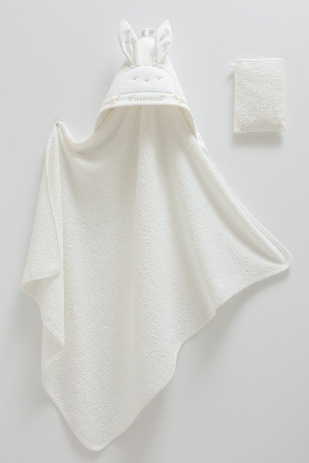Baby Bath Towel and Washcloth Set with Rabbit Ears and Hood - Baby Shower Gift Bath Set
